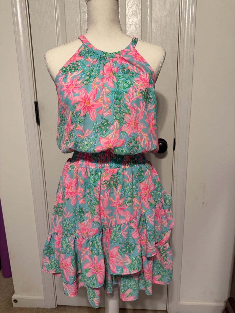 Lilly Pulitzer Pink and Green Floral Dress